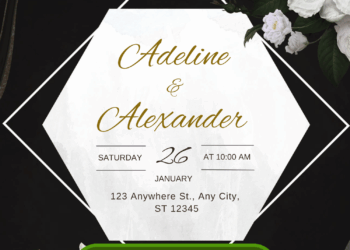 Free Editable Canva Elegant Rose Noir Wedding Invitation