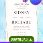 Blue And Purple Rose Wedding Invitation | Editable Canva Template
