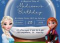Free Editable Canva | Cute Snow Globe Frozen Birthday Invitation | Instant Download