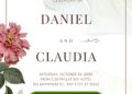 Free Editable Canva | Romantic Peony and Lily Wedding Invitation