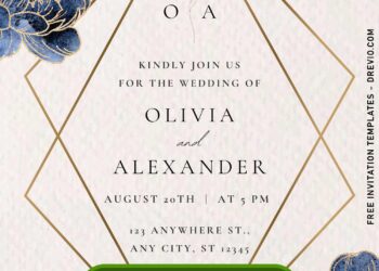 Free Editable Canva | Modern Blue Rose Wedding Invitation