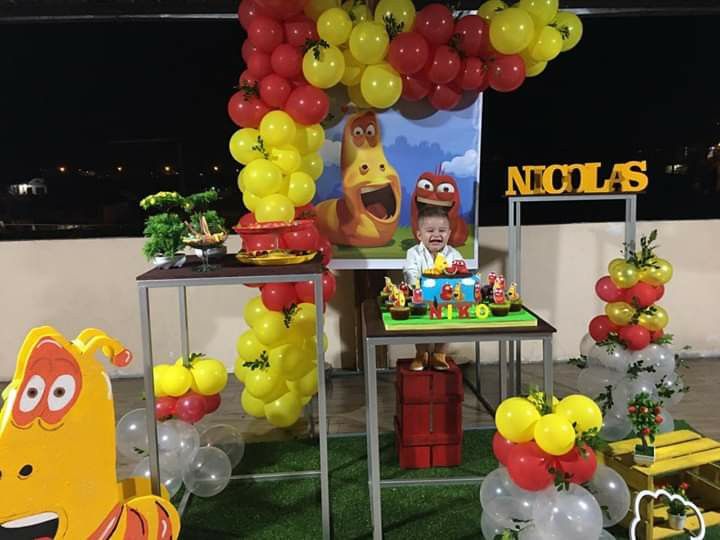 Colorful Red and Yellow Larva Themed Balloon Garland or Cluster