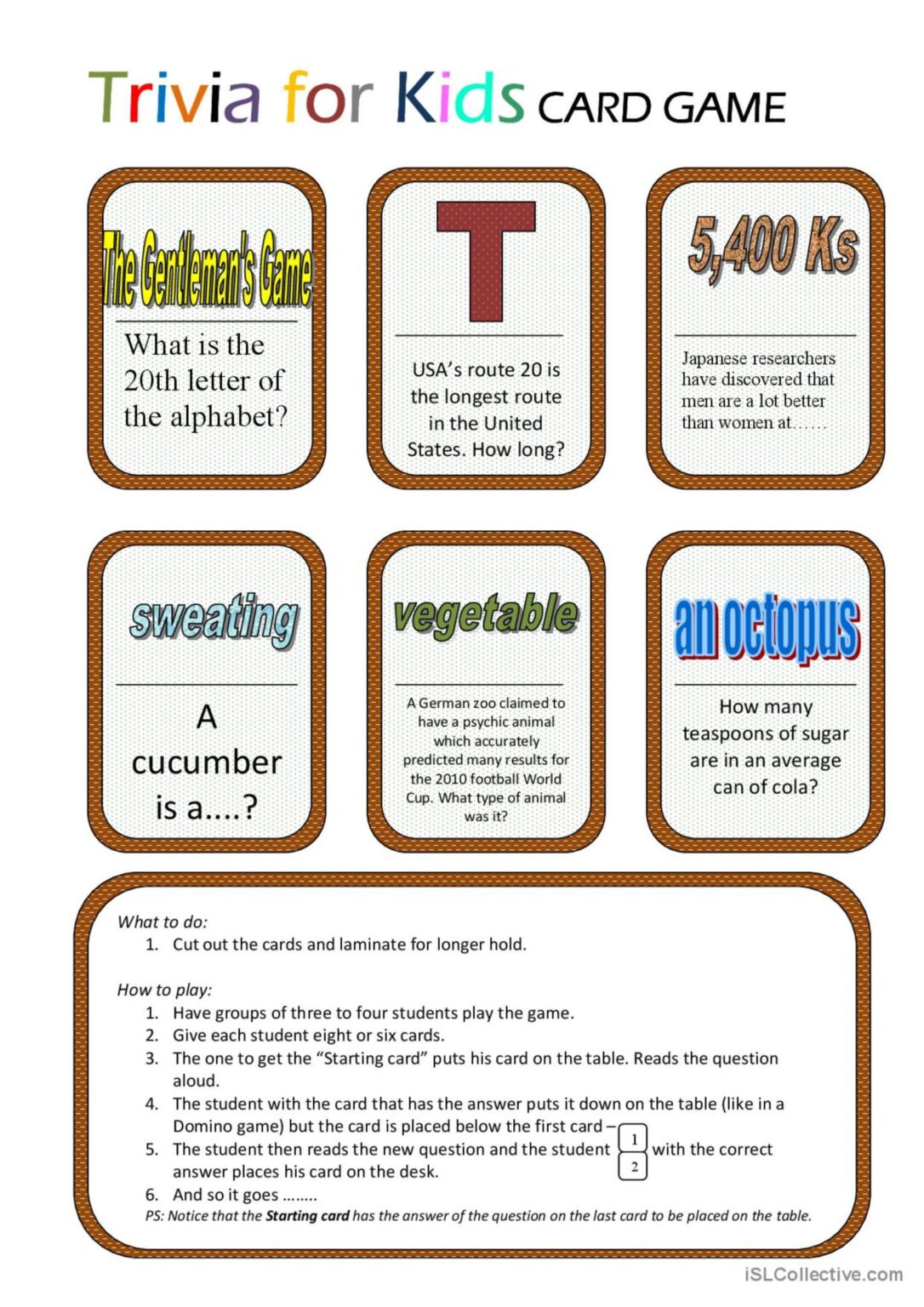 Make Your Own Trivia Cards (Printable Template)