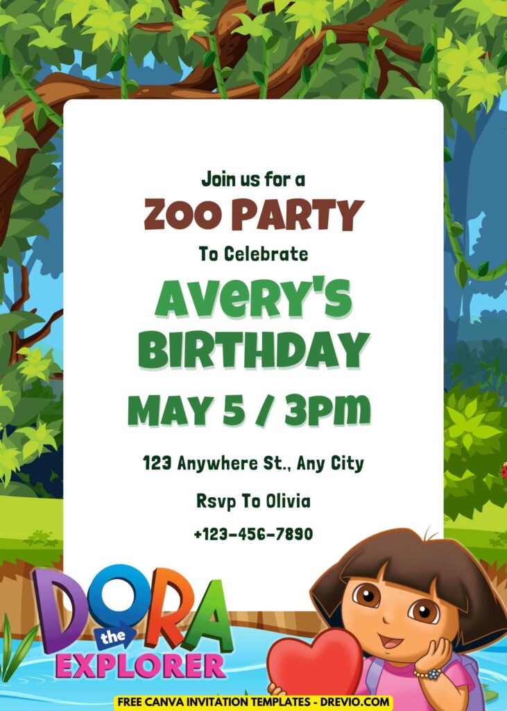 Dora the Explorer Birthday Invitations – Free Canva Templates You Can Edit Online