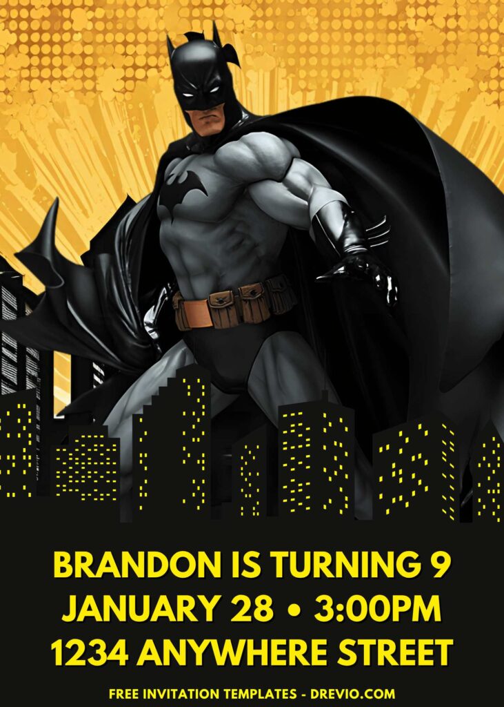 Free and Editable Gotham City Batman Birthday Invitation Templates Made in Canva. Customize Online for free Free Printable Batman Birthday Invitation Templates – Gotham City Edition