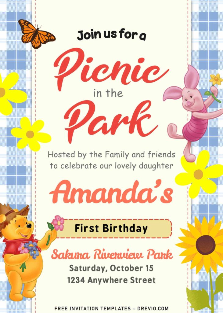 Personalized Winnie the Pooh Birthday Invitation – Editable in Canva