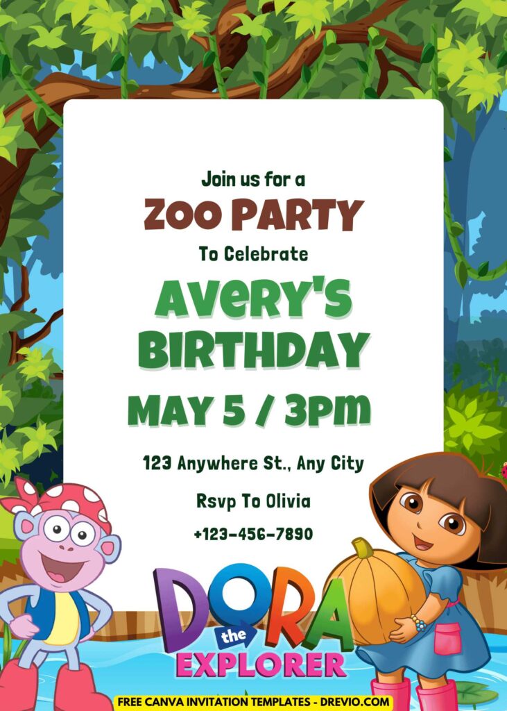 Free Editable Dora Birthday Invitation Templates in Canva – Customize Instantly