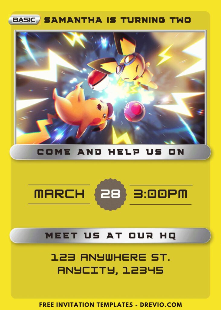 Free and Editable Pokemon Birthday Invitation Templates Made in Canva. Customize Online for free
Pokémon Trainer Card Birthday Invitations – Catch This Free Custom Template!