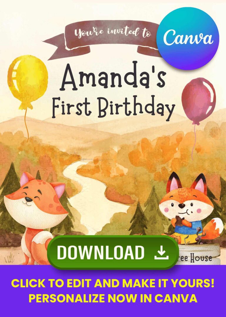 DIY Free Woodland Birthday Invitation Templates – Made in Canva and Easy to Edit