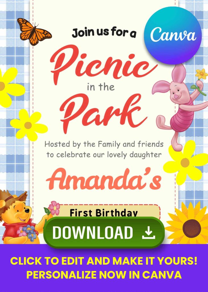 Charming Winnie the Pooh Picnic Invitation for a Perfect Birthday