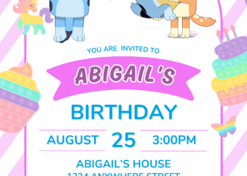 Free and Editable Bluey Invitation Templates Made in Canva. Customize Online for free Make It a Bluey Bash! Free and Editable Birthday Invites with Colorful Designs