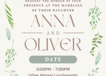 Aesthetic Greenery Wedding Invite with Elegant Botanical Design – Canva Editable Modern Botanical Wedding Invitations with Green Foliage – Free Download