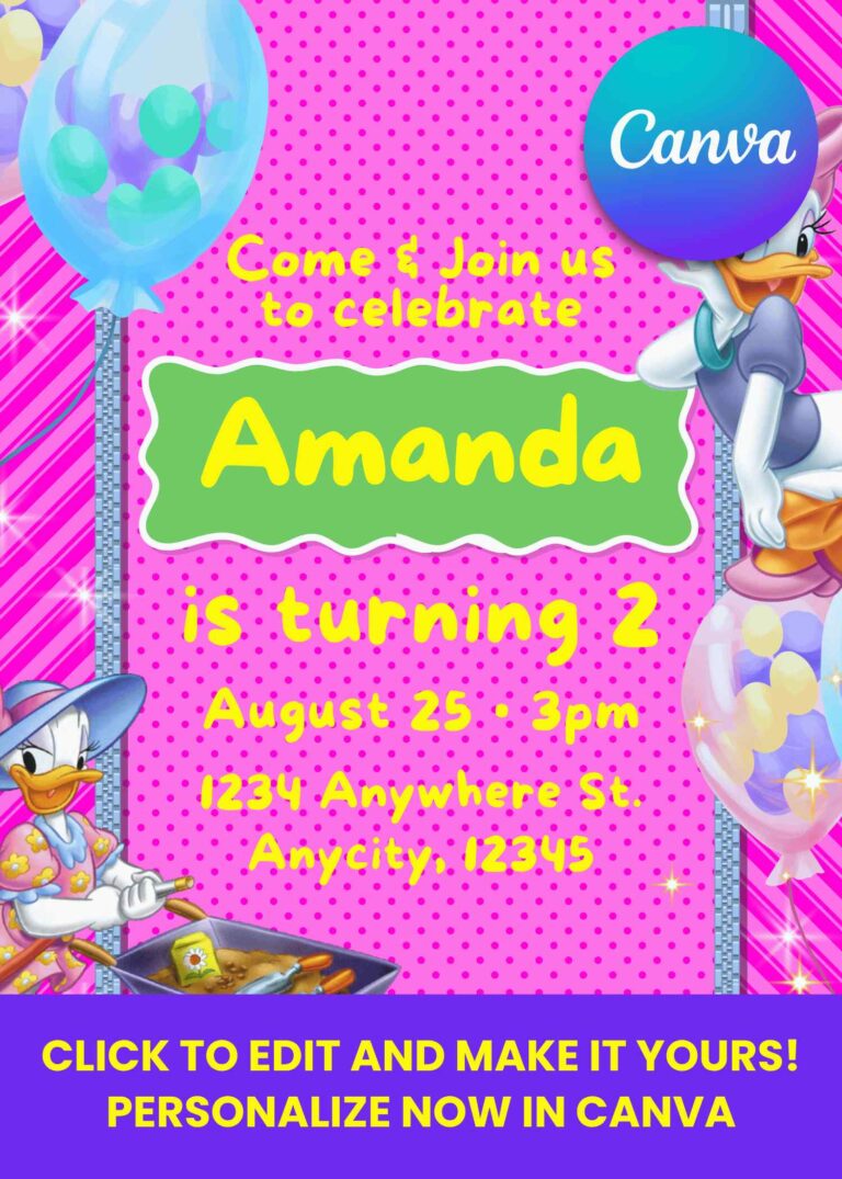 Daisy Duck-Inspired Birthday Invitations – Free Printable Templates Fabulous Daisy Duck Party Invitations – Download & Customize for Free
