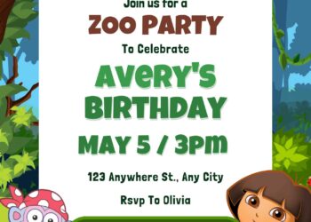 Free and Editable Dora the Explorer Birthday Invitation Templates Made in Canva. Customize Online for Free