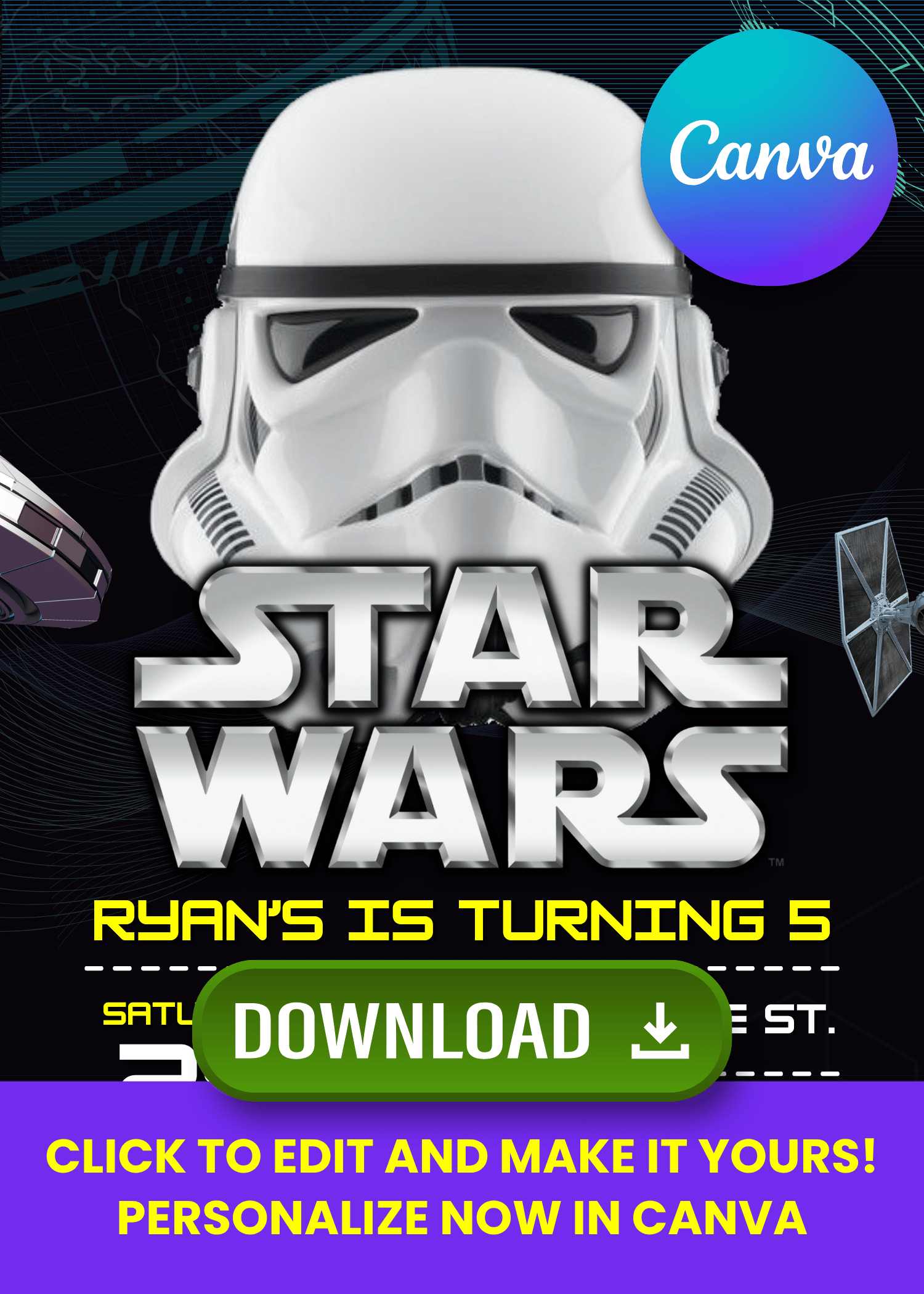 Free Star Wars Invitation Templates (Editable Canva)