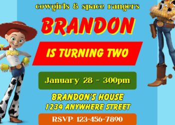 Ride into Fun: Toy Story Free Birthday Invitations Made in Canva Yeehaw! Free Toy Story Invitation Templates for Your Kid’s Big Day