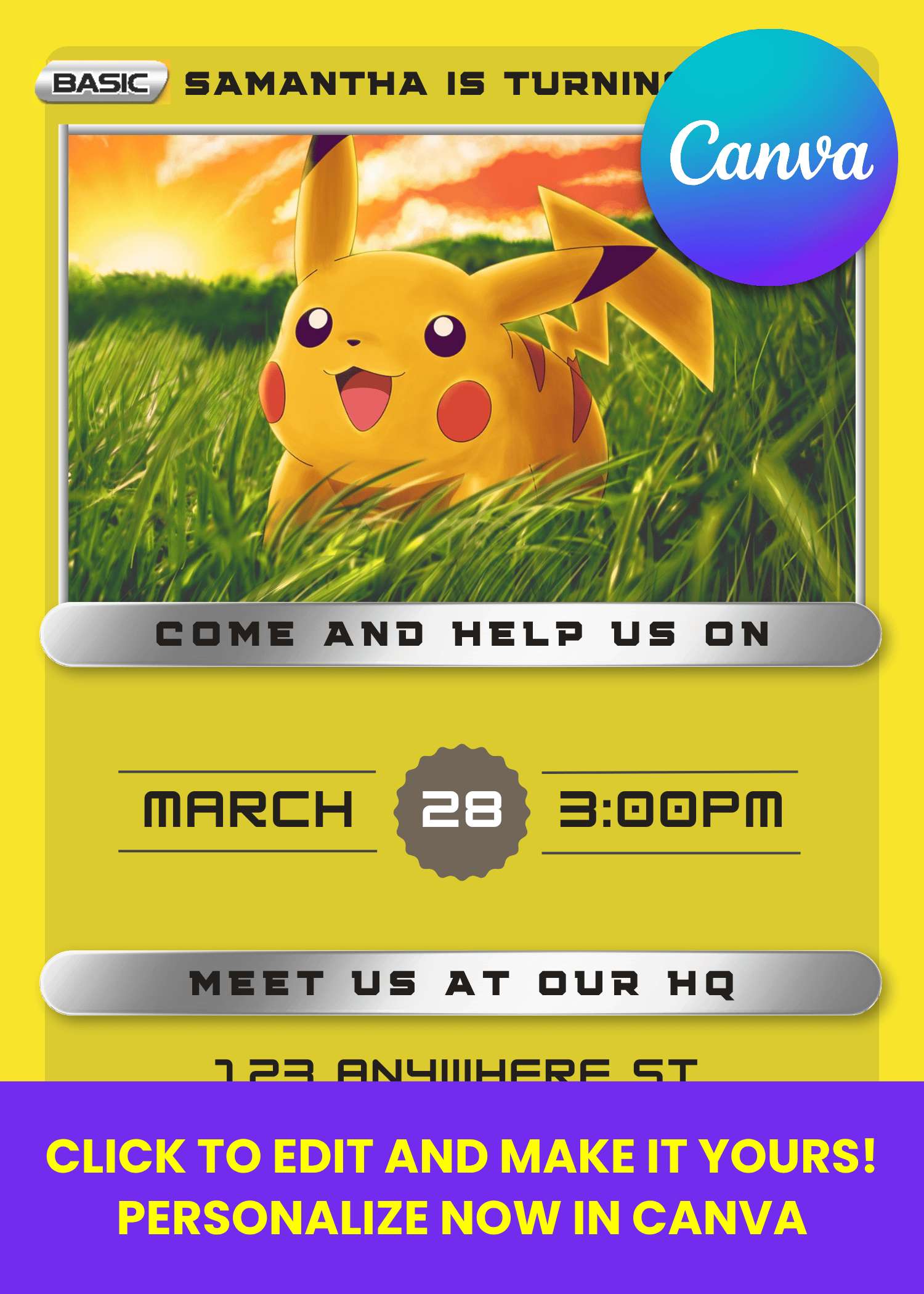 canva pokemon card Lucario Invitation Template How to Make Custom Pokemon