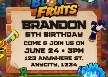 Free Printable Roblox Blox Fruits Birthday Invites You Can Edit in Canva