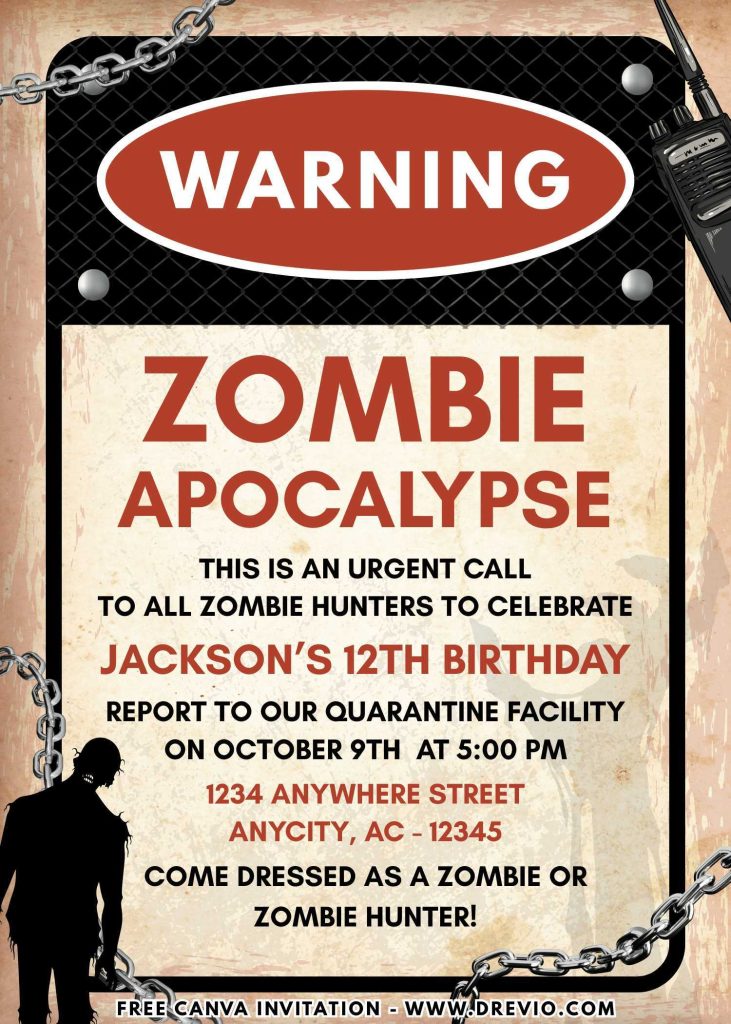 Zombie Apocalypse Birthday Invitation