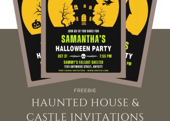 Free and Editable Haunted Witch House Birthday Invitation Templates Made in Canva. Customize Online for Free