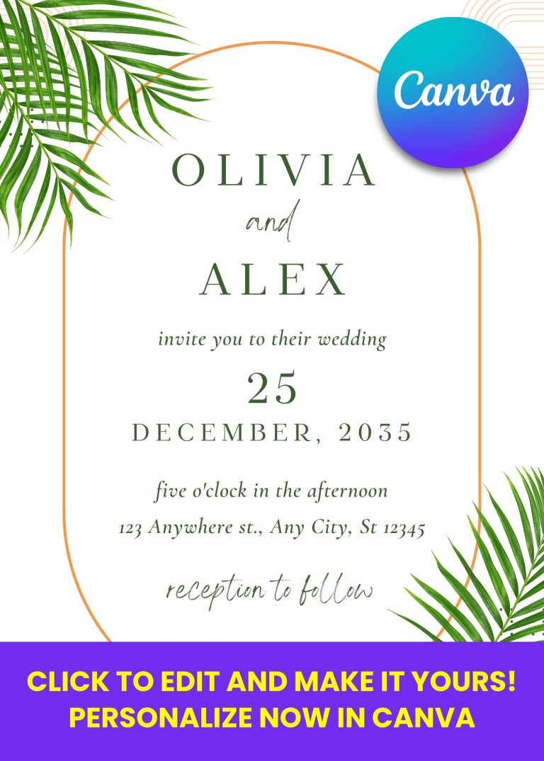 Tropical Wedding Vibes: Editable Greenery Invitation Templates with Watercolor Design