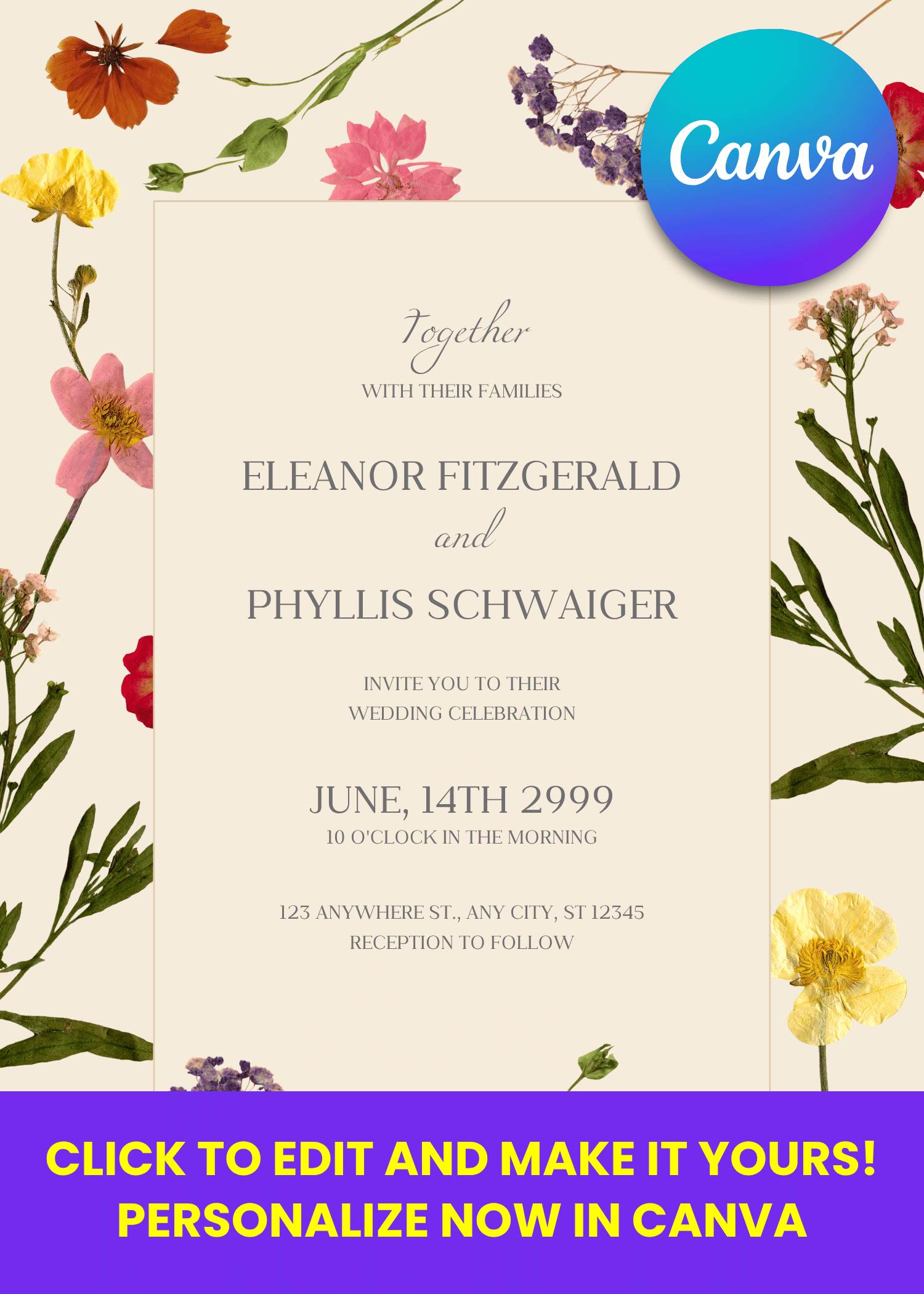 FREE Wildflower Wedding Invitations