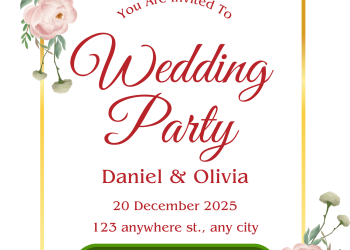Free and Editable Geometric Spring Floral Wedding Invitation Templates Made in Canva. Customize Online for free