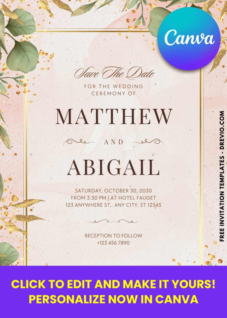 Elegant Rustic Wedding Invitations with Eucalyptus Greenery – Free Download