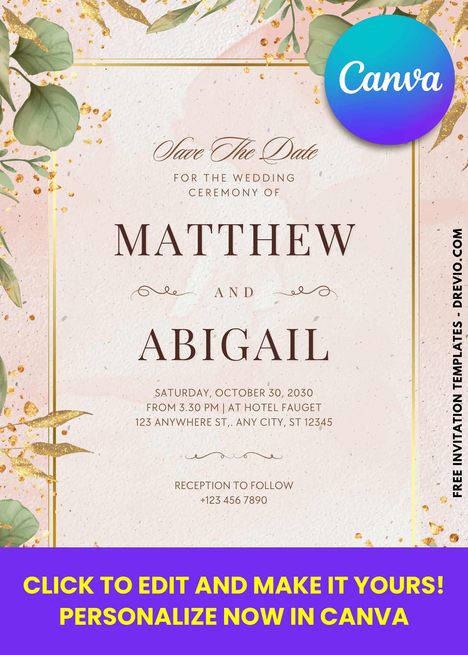 FREE Rustic Eucalyptus Wedding Invitations