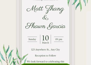 Free and Editable Rustic Eucalyptus and Rose Wedding Invitation Templates Made in Canva. Customize Online for free