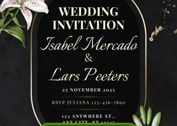 Free and Editable Stargazer Lily Wedding Invitation Templates Made in Canva. Customize Online for free