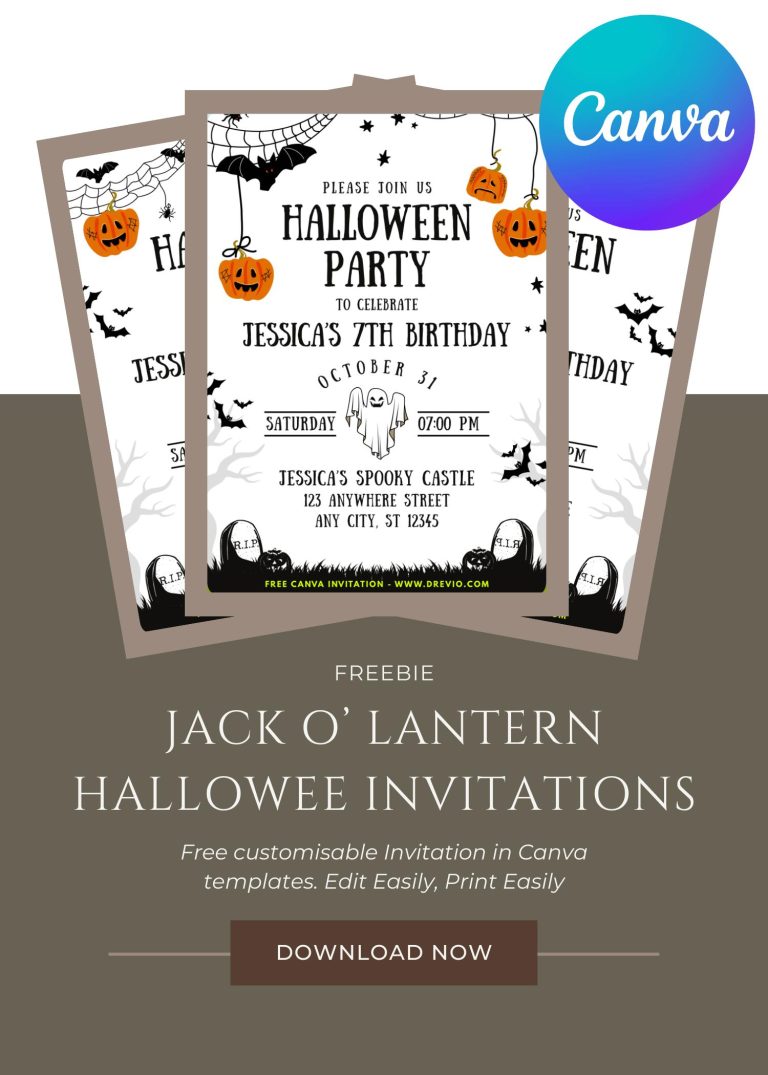 Free and Editable Jack O Lantern Pumpkin Birthday Invitation Templates Made in Canva. Customize Online for free
