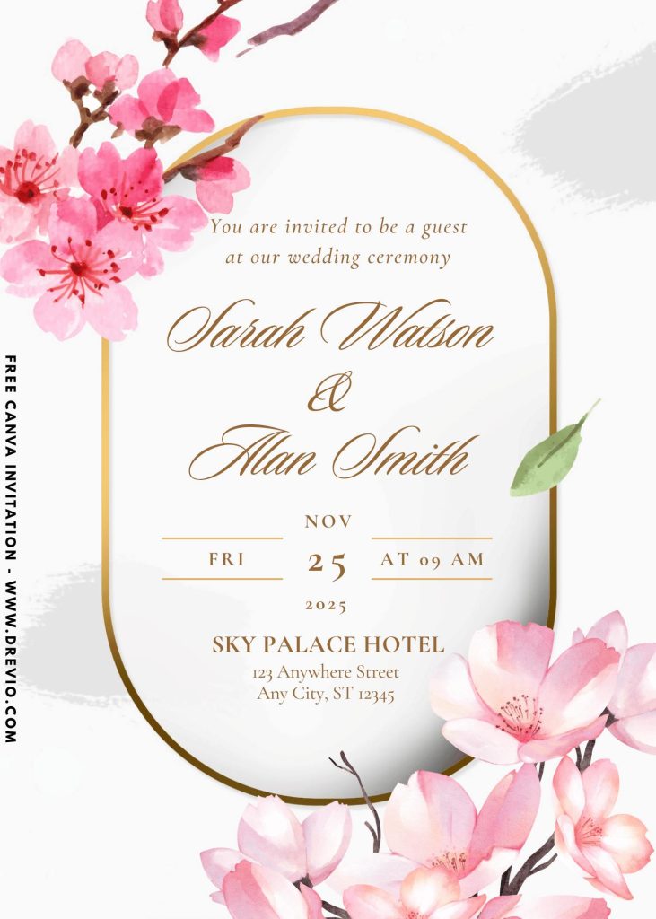 FREE Sakura Wedding Invitations