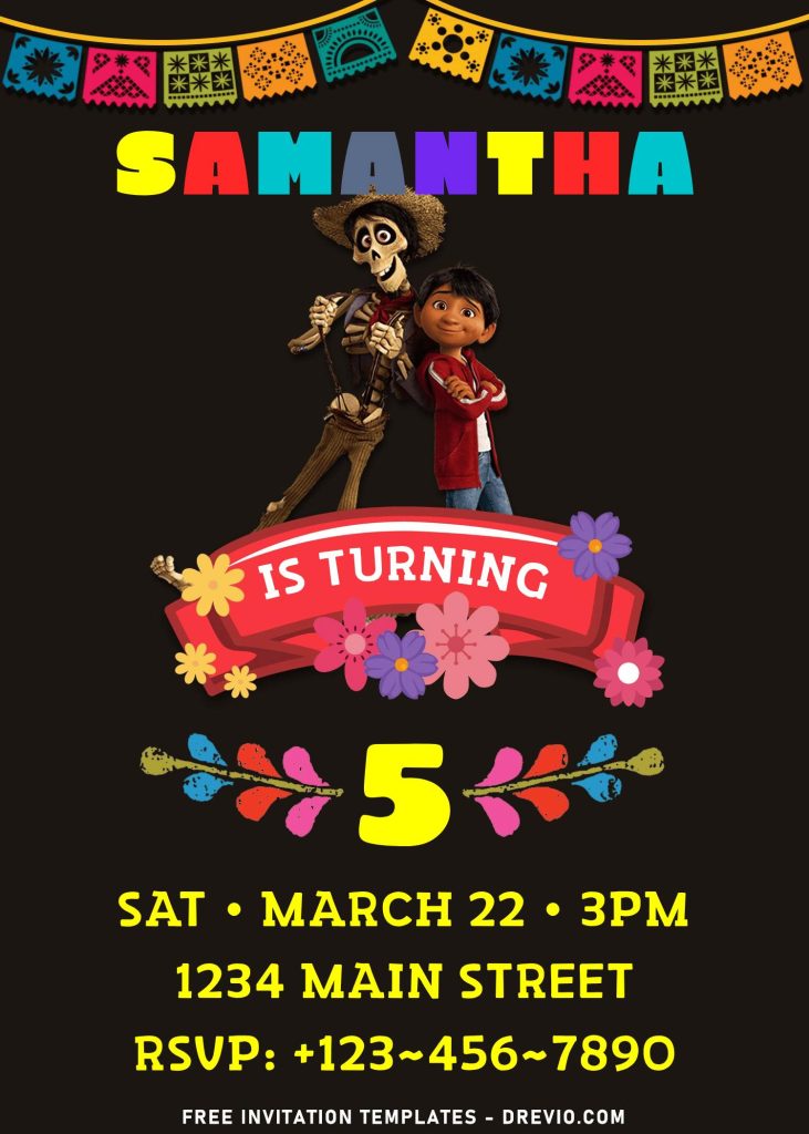 Miguel’s Music Fiesta! Free Disney Coco Chalkboard Birthday Invite
