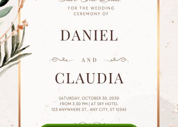 Wildly in Love – Free Bohemian Wedding Invitation Templates with Feathers and Foliage
