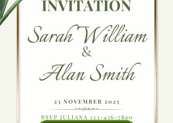 Golden Romance – Free Modern Floral Wedding Invitation Templates with Luxe Gold Borders