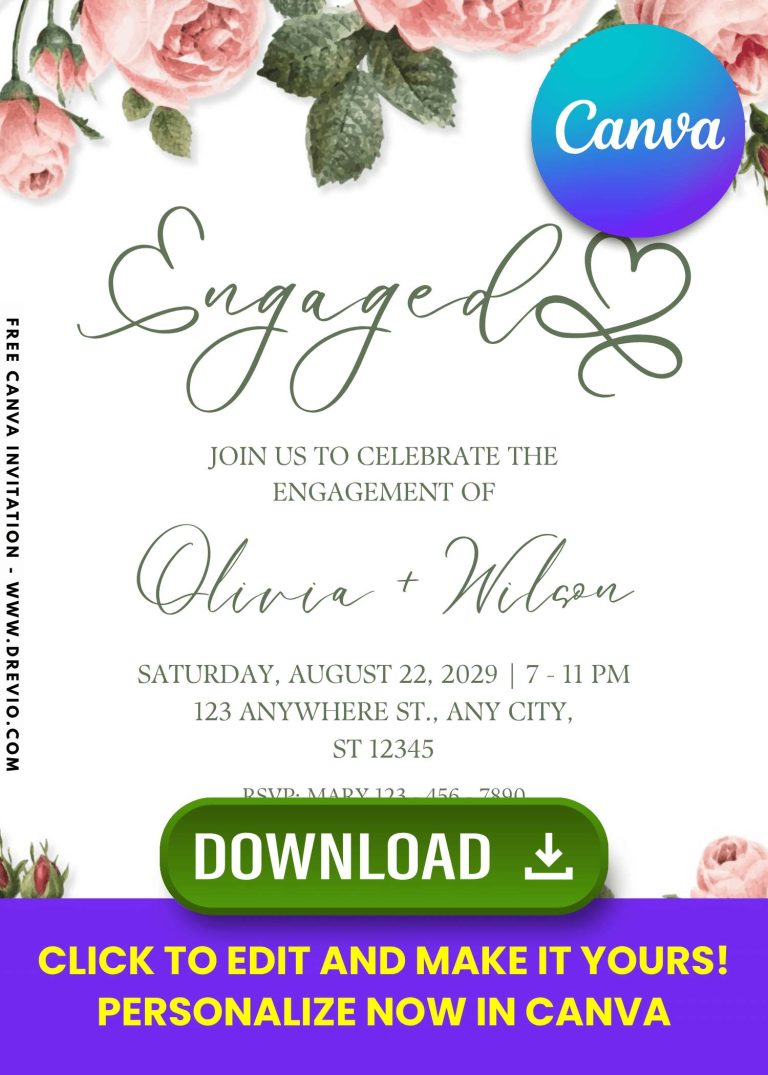 Watercolor Floral Wedding Invitations with Pre-Written Engaged Text