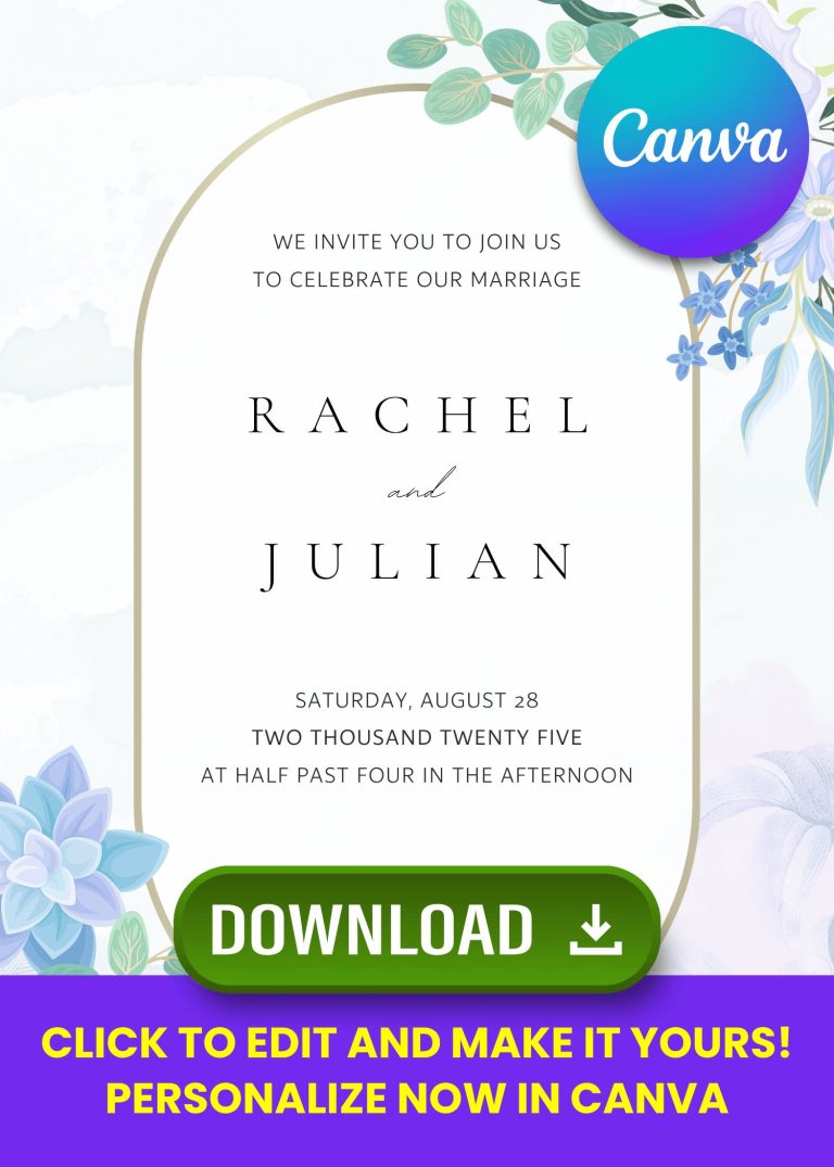 Whispers in Blue – Free and Editable Blue Floral and Greenery Wedding Templates with Natural Greenery Details