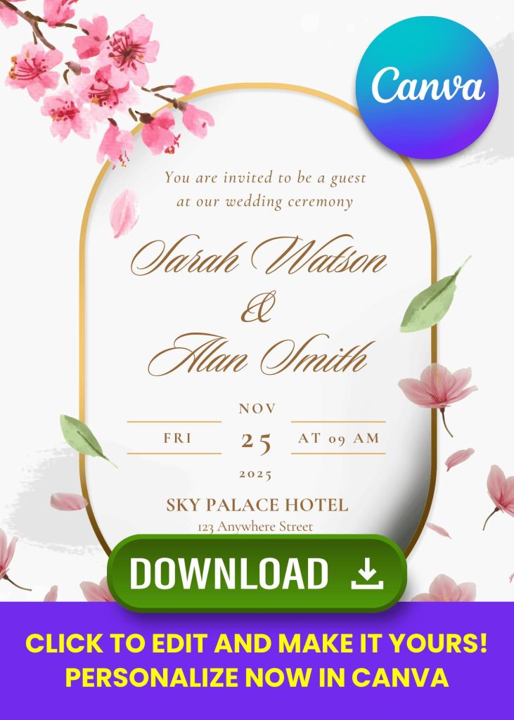 FREE Sakura Wedding Invitations