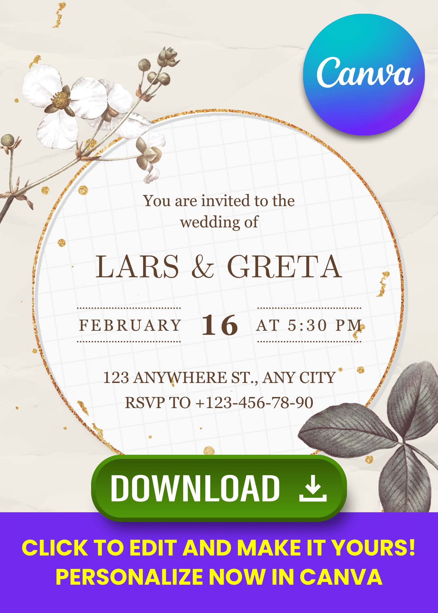 FREE Pastel Floral Wedding Invitations