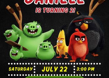 Launch the Fun! Angry Birds Birthday Invitation in Chalk Style