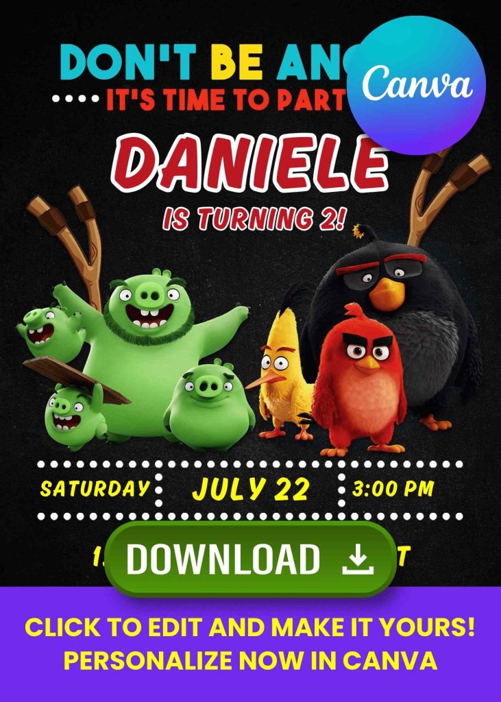 Launch the Fun! Angry Birds Birthday Invitation in Chalk Style
