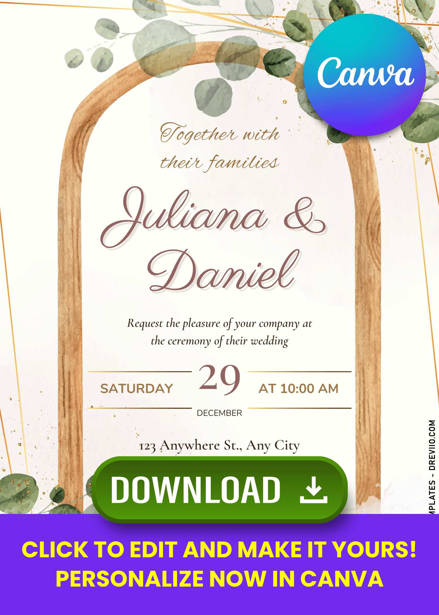 FREE Greenery Arch Wedding Invitations