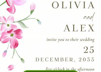 Romantic Dogwood Flower Blossom Wedding Invitation in Delicate Pinks