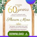 FREE Greenery 60th Birthday Invitations