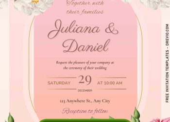 Canva Wedding Template with Watercolor Rose and Carnation Flowers