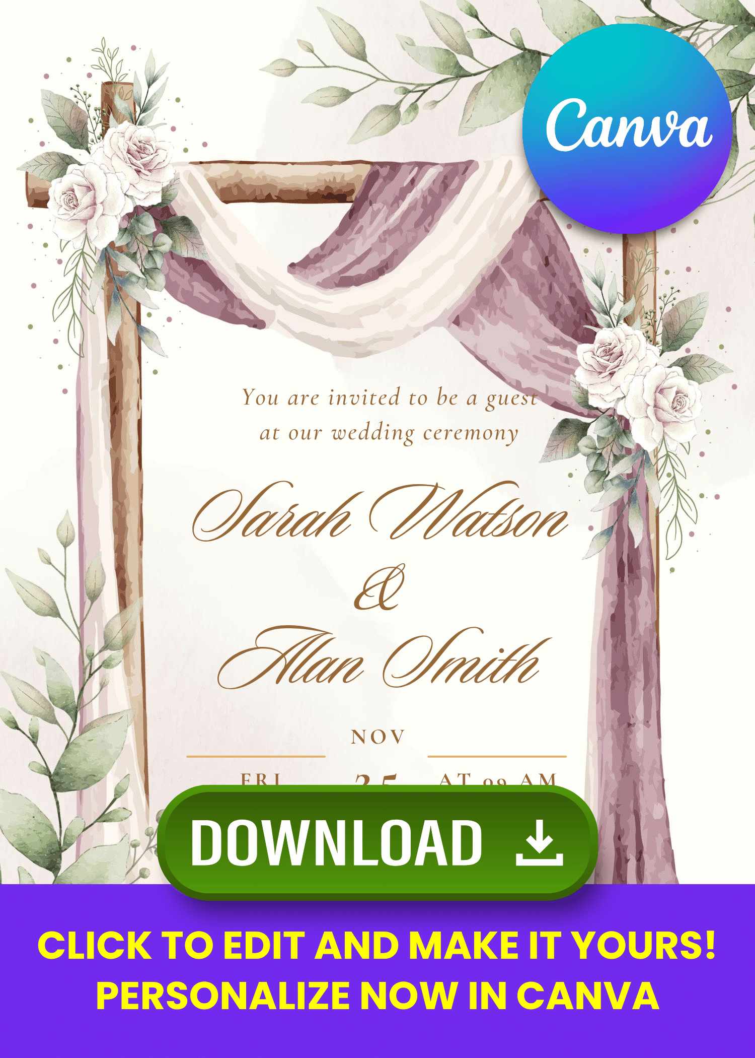 FREE Dreamy Floral Arch Wedding Invitations