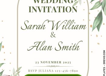 Soft and Subtle Watercolor Wedding Invite with Watercolor Eucalyptus Greenery