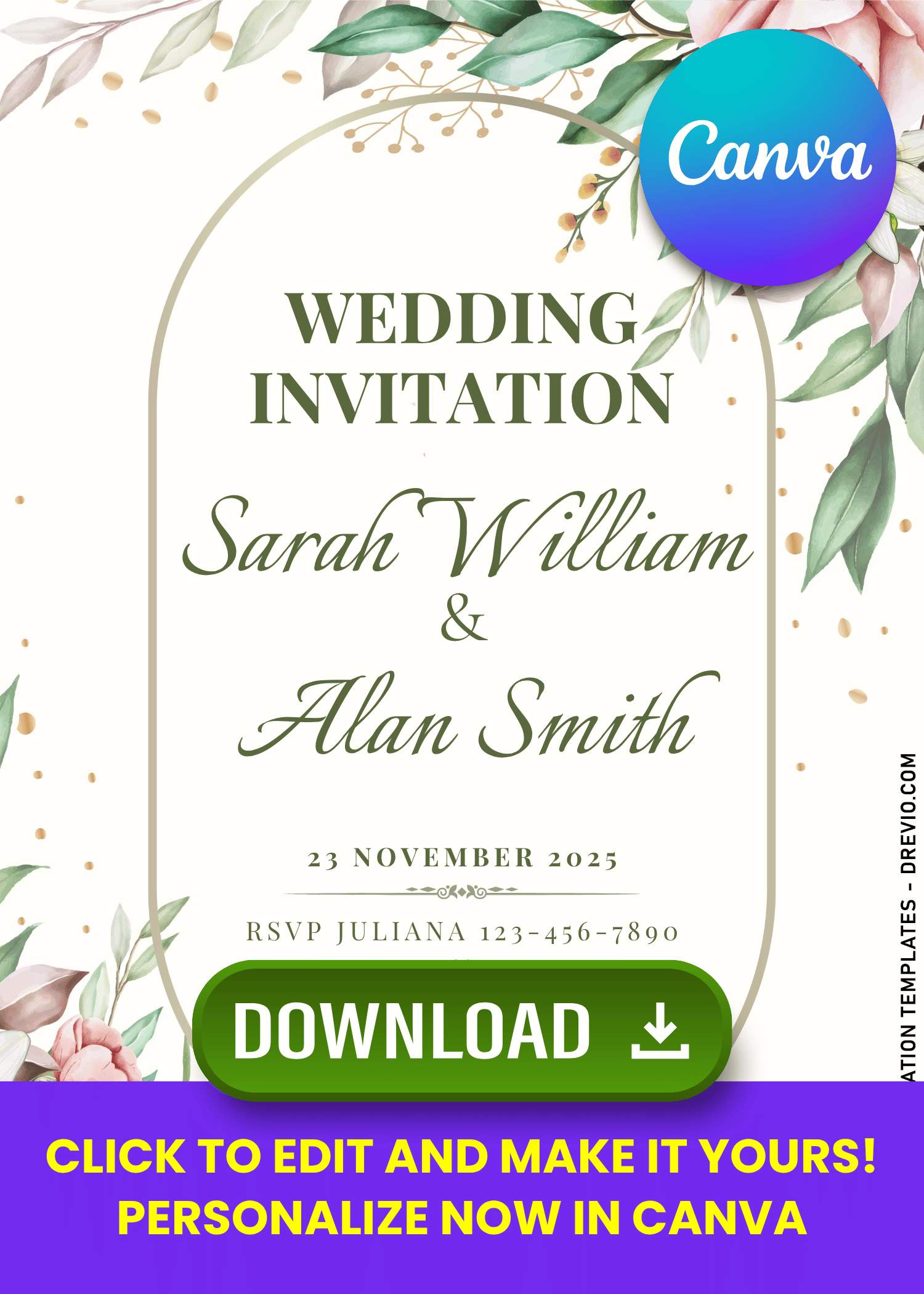 FREE Watercolor Eucalyptus Wedding Invitations
