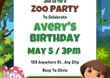 adventure-themed-dora the explorer birthday-invitation-template-canva